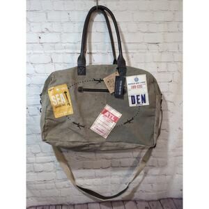 NWT VINTAGE ADDICTION Recycled Military Tent Bag Large Purse Olive Duffle Travel